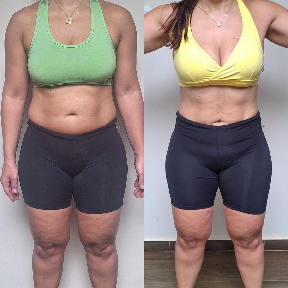 Foto de antes e depois de uma aluna da Mari