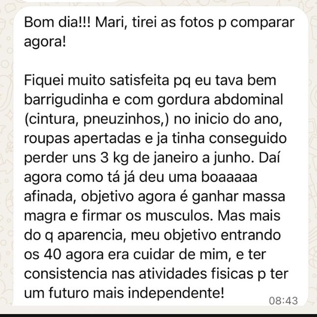 Print de conversa de WhatsApp de uma aluna do desafio